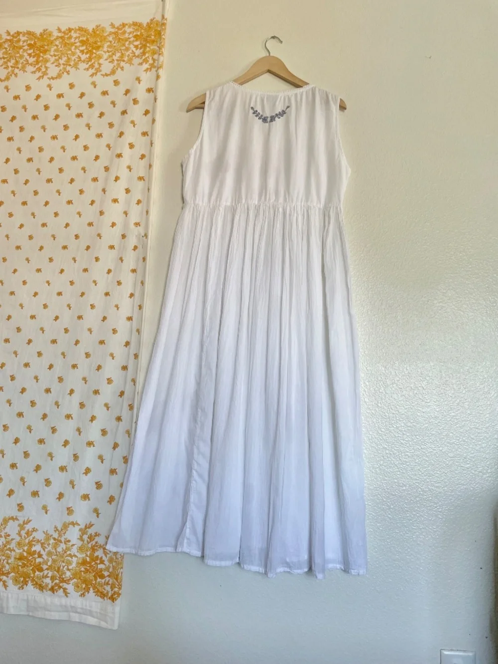 Vintage Papillon White Cotton Embroidered Prairie Maxi Dress S/M - Picture 3 of 11